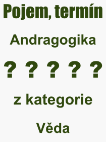 Co je to Andragogika? Vznam slova, termn, Odborn termn, vraz, slovo Andragogika. Co znamen pojem Andragogika z kategorie Vda?