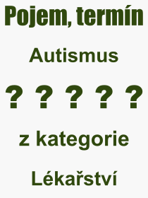 Co je to Autismus? Vznam slova, termn, Definice odbornho termnu, slova Autismus. Co znamen pojem Autismus z kategorie Lkastv?