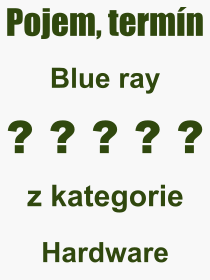 Co je to Blue ray? Vznam slova, termn, Vraz, termn, definice slova Blue ray. Co znamen odborn pojem Blue ray z kategorie Hardware?