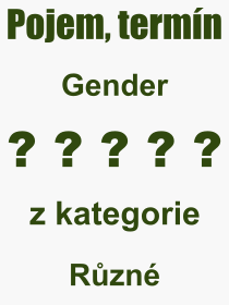 Co je to Gender? Vznam slova, termn, Odborn vraz, definice slova Gender. Co znamen slovo Gender z kategorie Rzn?