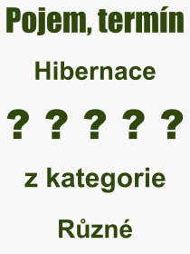 Co je to Hibernace? Vznam slova, termn, Odborn termn, vraz, slovo Hibernace. Co znamen pojem Hibernace z kategorie Rzn?