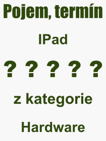 Co je to IPad? Vznam slova, termn, Definice vrazu, termnu IPad. Co znamen odborn pojem IPad z kategorie Hardware?