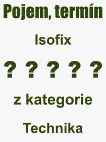 Co je to Isofix? Vznam slova, termn, Definice vrazu, termnu Isofix. Co znamen odborn pojem Isofix z kategorie Technika?