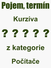 Co je to Kurzva? Vznam slova, termn, Definice vrazu Kurzva. Co znamen odborn pojem Kurzva z kategorie Potae?