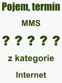 Co je to MMS? Vznam slova, termn, Odborn vraz, definice slova MMS. Co znamen pojem MMS z kategorie Internet?