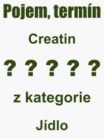 Co je to Creatin? Vznam slova, termn, Vraz, termn, definice slova Creatin. Co znamen odborn pojem Creatin z kategorie Jdlo?