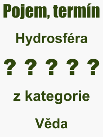Co je to Hydrosfra? Vznam slova, termn, Odborn vraz, definice slova Hydrosfra. Co znamen slovo Hydrosfra z kategorie Vda?