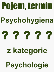 Co je to Psychohygiena? Vznam slova, termn, Definice vrazu Psychohygiena. Co znamen odborn pojem Psychohygiena z kategorie Psychologie?