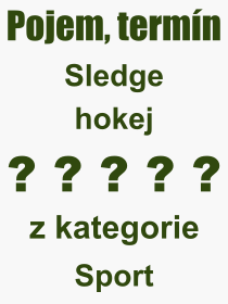 Co je to Sledge hokej? Vznam slova, termn, Vraz, termn, definice slova Sledge hokej. Co znamen odborn pojem Sledge hokej z kategorie Sport?