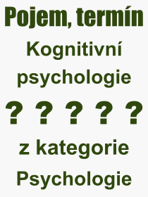 Co je to Kognitivn psychologie? Vznam slova, termn, Definice odbornho termnu, slova Kognitivn psychologie. Co znamen pojem Kognitivn psychologie z kategorie Psychologie?
