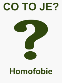 Co je to Homofobie? Vznam slova, termn, Odborn vraz, definice slova Homofobie. Co znamen slovo Homofobie z kategorie Rzn?
