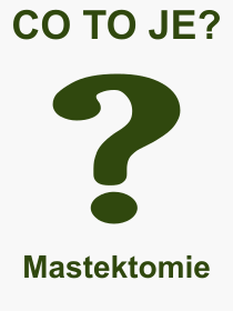 Co je to Mastektomie? Vznam slova, termn, Definice vrazu, termnu Mastektomie. Co znamen odborn pojem Mastektomie z kategorie Lkastv?
