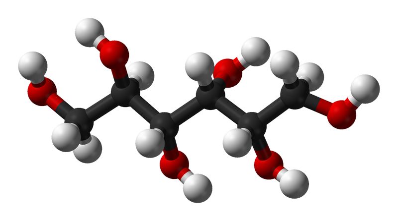 Molekula nhradnho sladidla sorbitolu. Autor: Kemikungen, zdroj: Wikimedia commons