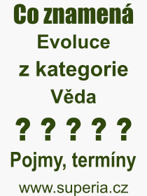 Co je to Evoluce? Vznam slova, termn, Definice odbornho termnu, slova Evoluce. Co znamen pojem Evoluce z kategorie Vda?