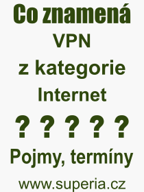 Co je to VPN? Vznam slova, termn, Definice vrazu, termnu VPN. Co znamen odborn pojem VPN z kategorie Internet?