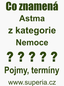 Co je to Astma? Vznam slova, termn, Odborn termn, vraz, slovo Astma. Co znamen pojem Astma z kategorie Nemoce?