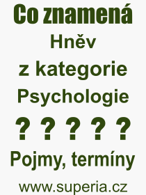 Co je to Hnv? Vznam slova, termn, Vraz, termn, definice slova Hnv. Co znamen odborn pojem Hnv z kategorie Psychologie?