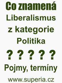 Co je to Liberalismus? Vznam slova, termn, Definice odbornho termnu, slova Liberalismus. Co znamen pojem Liberalismus z kategorie Politika?