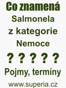 Co je to Salmonela? Vznam slova, termn, Vraz, termn, definice slova Salmonela. Co znamen odborn pojem Salmonela z kategorie Nemoce?