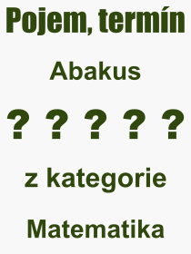 Co je to Abakus? Vznam slova, termn, Vraz, termn, definice slova Abakus. Co znamen odborn pojem Abakus z kategorie Matematika?
