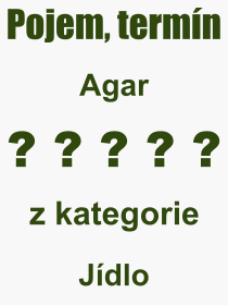 Co je to Agar? Význam slova, termín, Výraz, termín, definice slova Agar. Co znamená odborný pojem Agar z kategorie Jídlo?