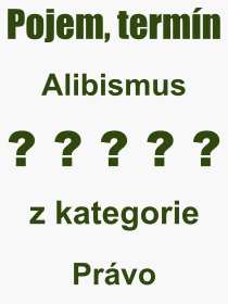 Co je to Alibismus? Vznam slova, termn, Odborn vraz, definice slova Alibismus. Co znamen pojem Alibismus z kategorie Prvo?