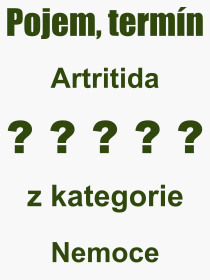 Co je to Artritida? Význam slova, termín, Výraz, termín, definice slova Artritida. Co znamená odborný pojem Artritida z kategorie Nemoce?