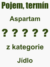 Co je to Aspartam? Význam slova, termín, Odborný termín, výraz, slovo Aspartam. Co znamená pojem Aspartam z kategorie Jídlo?