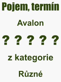 Co je to Avalon? Význam slova, termín, Definice odborného termínu, slova Avalon. Co znamená pojem Avalon z kategorie Různé?