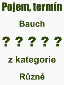 Co je to Bauch? Význam slova, termín, Výraz, termín, definice slova Bauch. Co znamená odborný pojem Bauch z kategorie Různé?