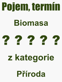 Co je to Biomasa? Vznam slova, termn, Definice odbornho termnu, slova Biomasa. Co znamen pojem Biomasa z kategorie Proda?