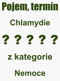 Co je to Chlamydie? Význam slova, termín, Výraz, termín, definice slova Chlamydie. Co znamená odborný pojem Chlamydie z kategorie Nemoce?