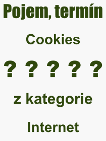Co je to Cookies? Význam slova, termín, Výraz, termín, definice slova Cookies. Co znamená odborný pojem Cookies z kategorie Internet?
