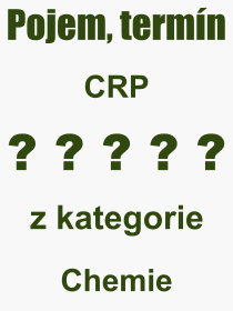 Co je to CRP? Význam slova, termín, Výraz, termín, definice slova CRP. Co znamená odborný pojem CRP z kategorie Chemie?