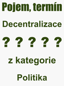 Co je to Decentralizace? Význam slova, termín, Výraz, termín, definice slova Decentralizace. Co znamená odborný pojem Decentralizace z kategorie Politika?