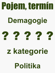 Co je to Demagogie? Vznam slova, termn, Odborn termn, vraz, slovo Demagogie. Co znamen pojem Demagogie z kategorie Politika?