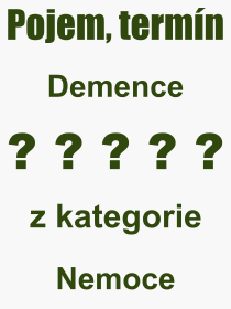 Co je to Demence? Vznam slova, termn, Odborn vraz, definice slova Demence. Co znamen slovo Demence z kategorie Nemoce?