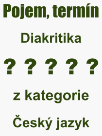 Co je to Diakritika? Vznam slova, termn, Odborn vraz, definice slova Diakritika. Co znamen slovo Diakritika z kategorie esk jazyk?