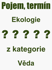 Co je to Ekologie? Význam slova, termín, Definice výrazu Ekologie. Co znamená odborný pojem Ekologie z kategorie Věda?