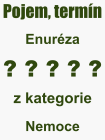 Co je to Enuréza? Význam slova, termín, Definice výrazu, termínu Enuréza. Co znamená odborný pojem Enuréza z kategorie Nemoce?