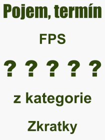 Co je to FPS? Vznam slova, termn, Definice odbornho termnu, slova FPS. Co znamen pojem FPS z kategorie Zkratky?