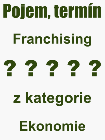 Co je to Franchising? Význam slova, termín, Definice odborného termínu, slova Franchising. Co znamená pojem Franchising z kategorie Ekonomie?