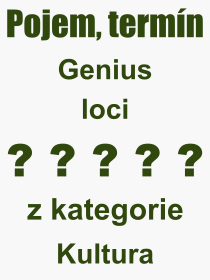 Pojem, výraz, heslo, co je to Genius loci? 