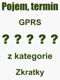 Co je to GPRS? Význam slova, termín, Definice výrazu, termínu GPRS. Co znamená odborný pojem GPRS z kategorie Zkratky?