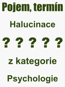 Co je to Halucinace? Význam slova, termín, Výraz, termín, definice slova Halucinace. Co znamená odborný pojem Halucinace z kategorie Psychologie?
