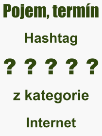 Co je to Hashtag? Význam slova, termín, Výraz, termín, definice slova Hashtag. Co znamená odborný pojem Hashtag z kategorie Internet?