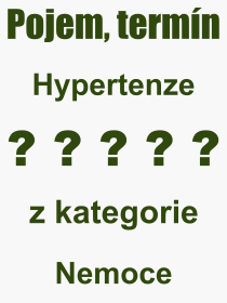 Co je to Hypertenze? Význam slova, termín, Výraz, termín, definice slova Hypertenze. Co znamená odborný pojem Hypertenze z kategorie Nemoce?