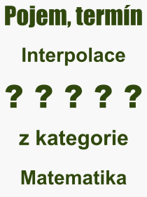 Co je to Interpolace? Význam slova, termín, Výraz, termín, definice slova Interpolace. Co znamená odborný pojem Interpolace z kategorie Matematika?