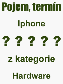 Co je to Iphone? Význam slova, termín, Výraz, termín, definice slova Iphone. Co znamená odborný pojem Iphone z kategorie Hardware?