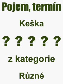Co je to Keška? Význam slova, termín, Výraz, termín, definice slova Keška. Co znamená odborný pojem Keška z kategorie Různé?